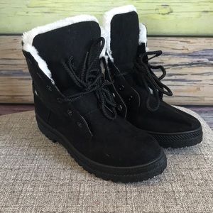 Faux fur suede ankle boots